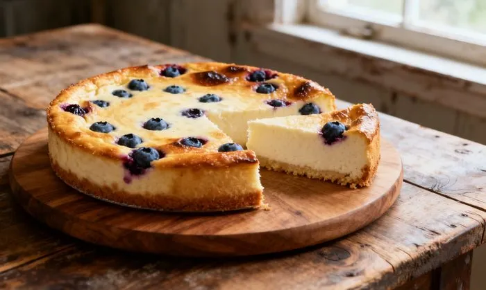 Baked blueberry yogurt cheesecake